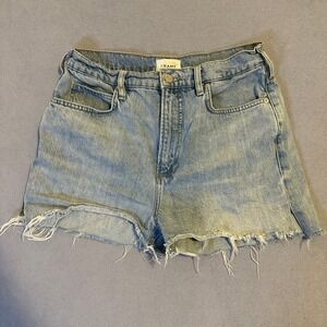 Frame Cutoff Denim Shorts Mid-Rise Stretch Cotton Blue Womens Size 29